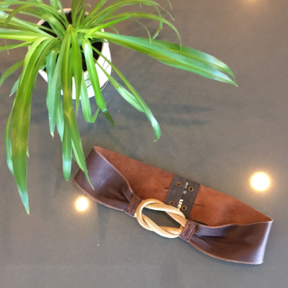 Leather Belt with Faux Snakeskin Knot